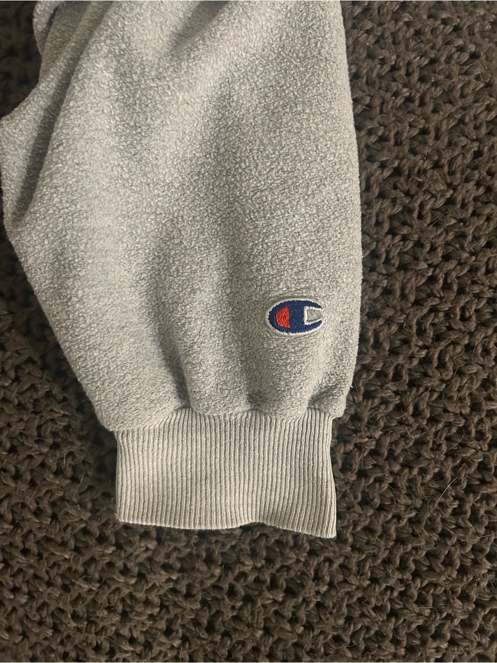 Champion Vintage Grey Micro Cropped Crewneck Sweatshirt Streetwear Y2K Large - Picture 4 of 10